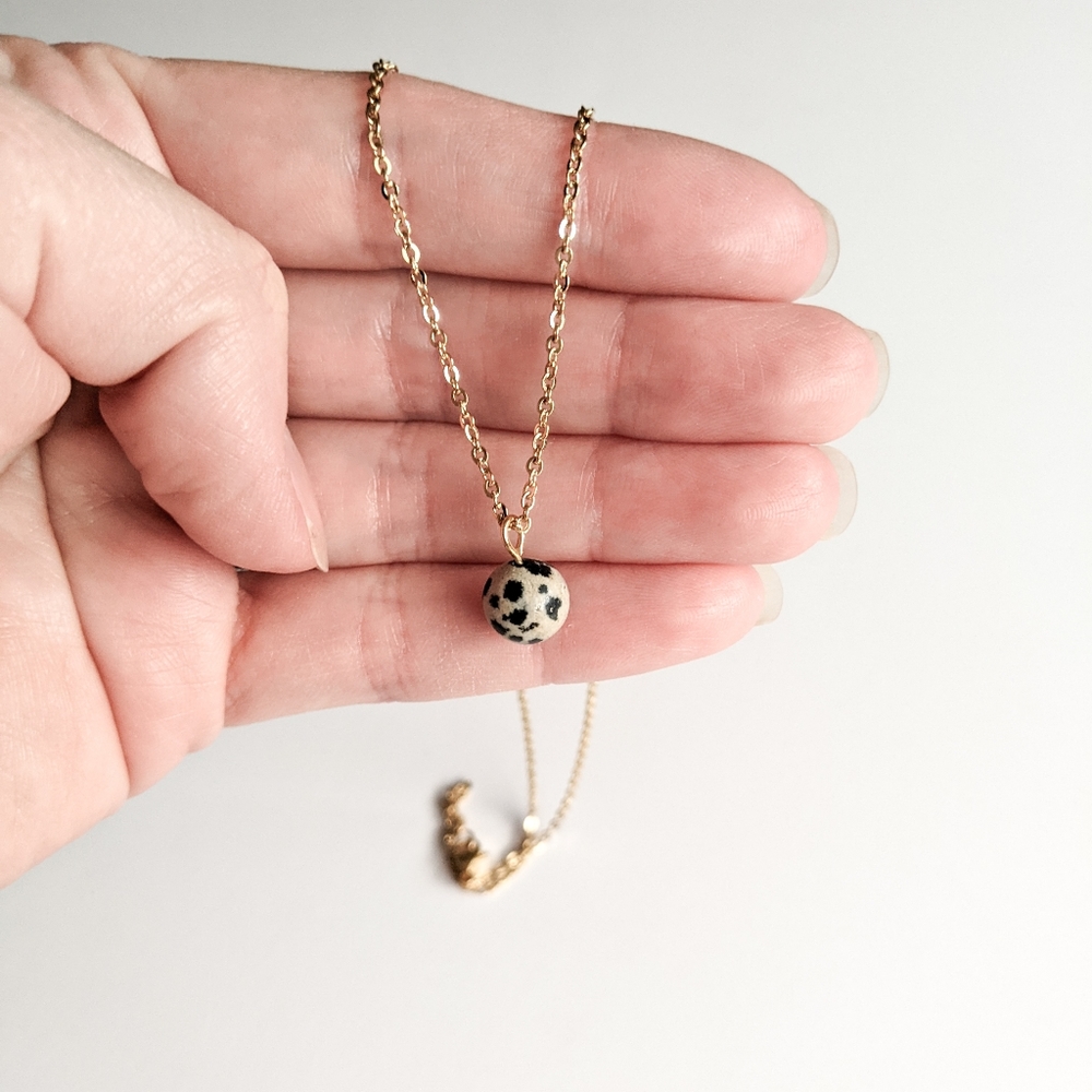 Dalmatian Jasper Gold Necklace